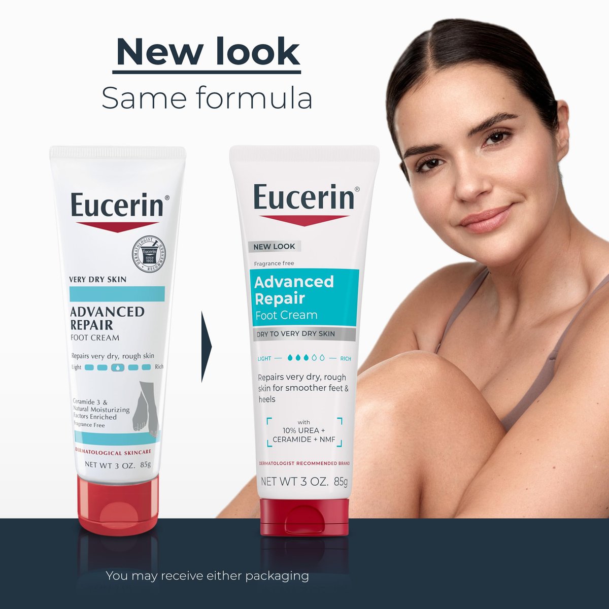 Eucerin Advanced Repair Foot Cream for Dry Feet and Heels – 3 Oz Tube, Pack of 3 - görsel 3