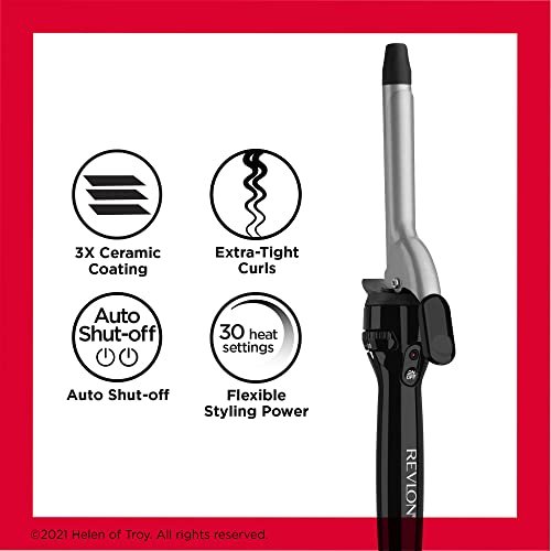 Revlon Perfect Heat Triple Ceramic Curling Iron - 3/4 Inch Barrel for Tight, Silky Curls Avelisse