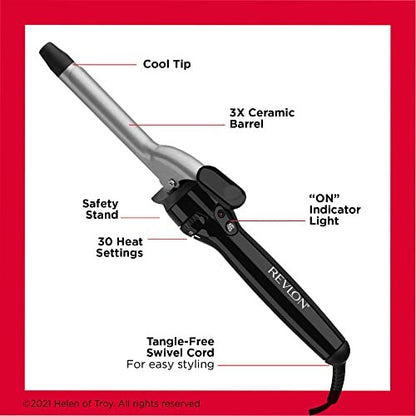 Revlon Perfect Heat Triple Ceramic Curling Iron - 3/4 Inch Barrel for Tight, Silky Curls Avelisse