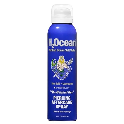 H2Ocean Piercing Aftercare Spray – Sea Salt Solution for New & Healing Body Piercings – Ear, Nose, Navel, Oral & Facial Piercing Cleaner – 4 oz - görsel 2