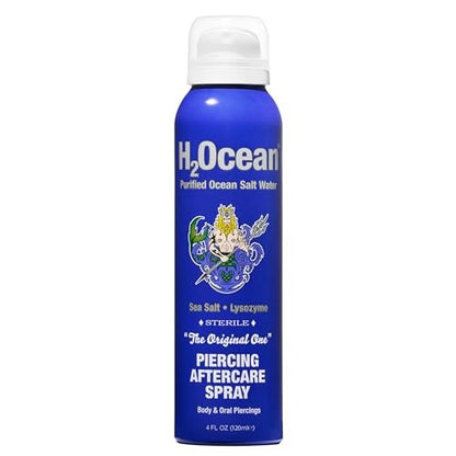 H2Ocean Piercing Aftercare Spray – Sea Salt Solution for New & Healing Body Piercings – Ear, Nose, Navel, Oral & Facial Piercing Cleaner – 4 oz