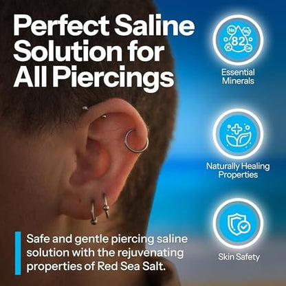 H2Ocean Piercing Aftercare Spray – Sea Salt Solution for New & Healing Body Piercings – Ear, Nose, Navel, Oral & Facial Piercing Cleaner – 4 oz