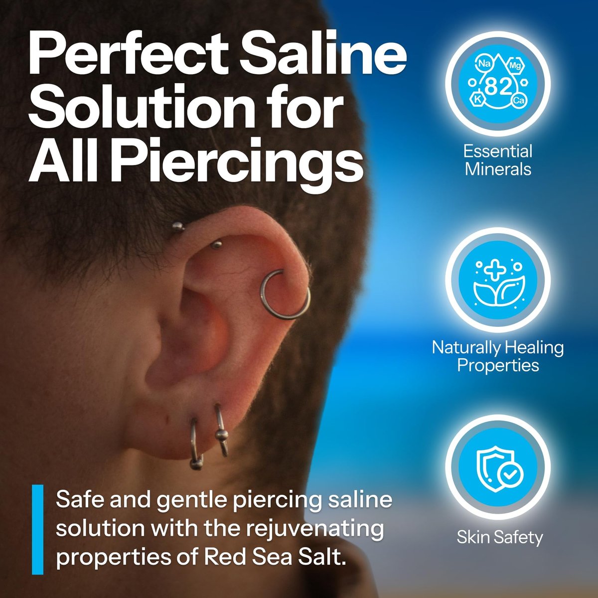 H2Ocean Piercing Aftercare Spray – Sea Salt Solution for New & Healing Body Piercings – Ear, Nose, Navel, Oral & Facial Piercing Cleaner – 4 oz - görsel 13