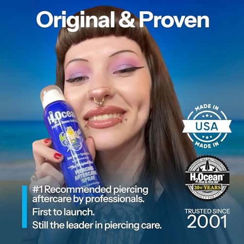 H2Ocean Piercing Aftercare Spray – Sea Salt Solution for New & Healing Body Piercings – Ear, Nose, Navel, Oral & Facial Piercing Cleaner – 4 oz - görsel 8