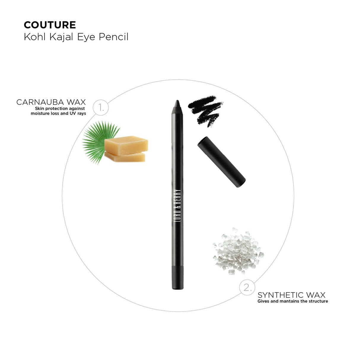 Lord & Berry Couture Kohl Kajal Eyeliner Pencil - Deep Black, Water-Resistant & Long-Lasting, Cruelty-Free & Ophthalmologist Tested - görsel 3