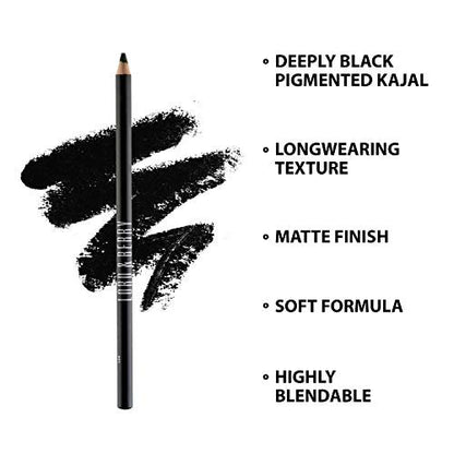 Lord & Berry Couture Kohl Kajal Eyeliner Pencil - Deep Black, Water-Resistant & Long-Lasting, Cruelty-Free & Ophthalmologist Tested