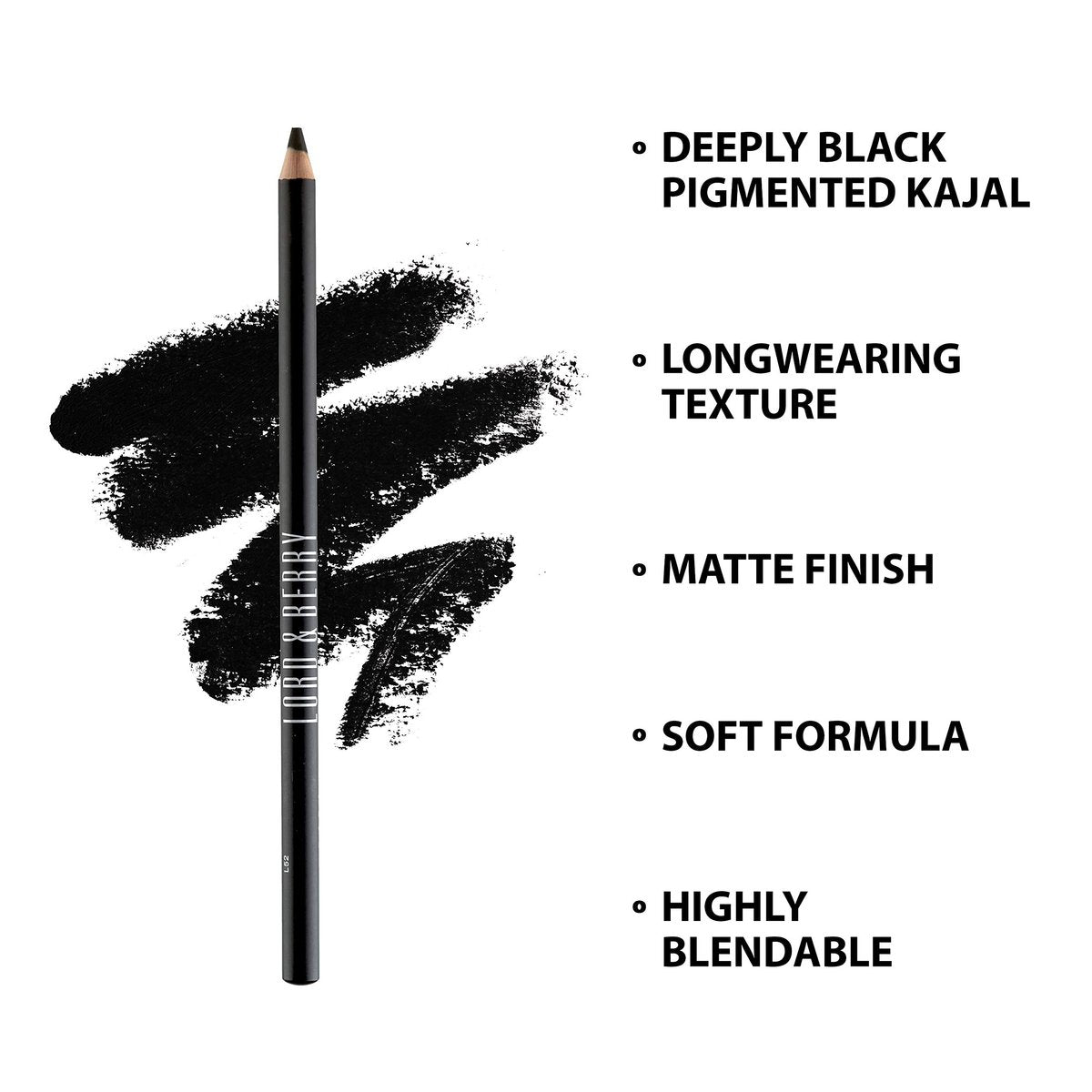Lord & Berry Couture Kohl Kajal Eyeliner Pencil - Deep Black, Water-Resistant & Long-Lasting, Cruelty-Free & Ophthalmologist Tested - görsel 7