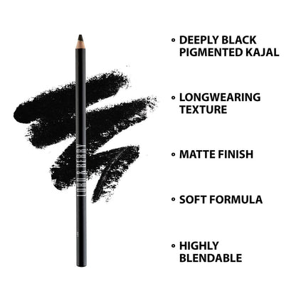 Lord & Berry Couture Kohl Kajal Eyeliner Pencil - Deep Black, Water-Resistant & Long-Lasting, Cruelty-Free & Ophthalmologist Tested