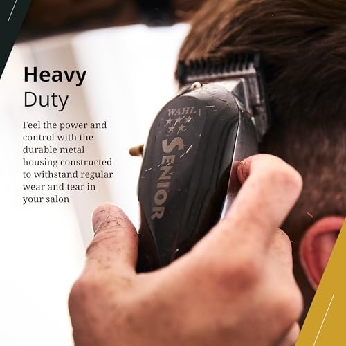 Wahl Professional 5 Star Senior Clipper - V9000 Motor, Adjustable Taper Lever, 3 Cutting Guides - Black Avelisse