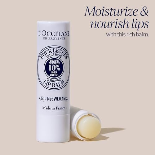 L'OCCITANE 10% Organic Shea Butter Ultra Rich Lip Balm Stick - Moisturizes, Nourishes & Repairs Dry, Chapped Lips - Long Lasting, Vegan - görsel 4