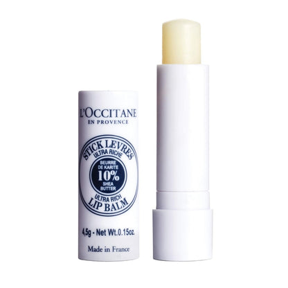 L'OCCITANE 10% Organic Shea Butter Ultra Rich Lip Balm Stick - Moisturizes, Nourishes & Repairs Dry, Chapped Lips - Long Lasting, Vegan