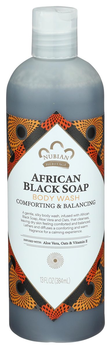 Nubian Heritage African Black Soap Body Wash, 13 oz - Natural & Moisturizing Avelisse
