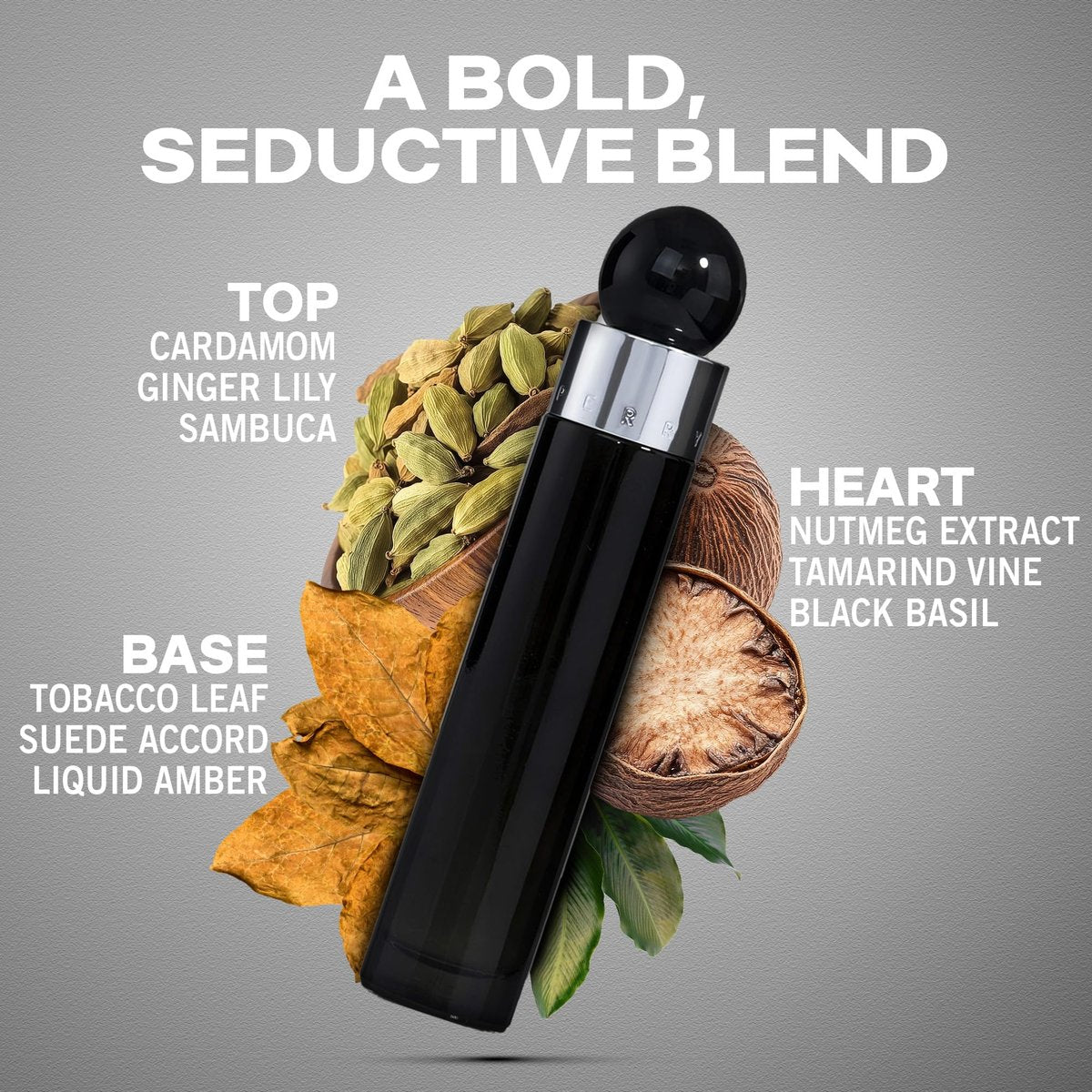 Perry Ellis 360° Black Eau De Toilette Spray for Men - Long Lasting Cologne with Notes of Ginger, Cardamom & Tobacco Leaf - 3.4 fl oz (100 mL) Avelisse