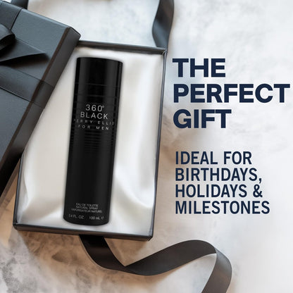 Perry Ellis 360° Black Eau De Toilette Spray for Men - Long Lasting Cologne with Notes of Ginger, Cardamom & Tobacco Leaf - 3.4 fl oz (100 mL) Avelisse
