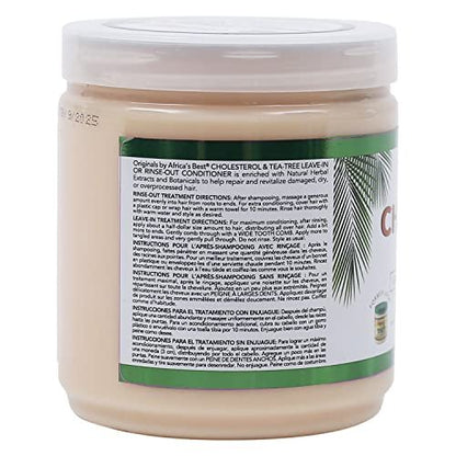 Originals by Africa's Best Cholesterol Tea Tree Oil Conditioner - Rinse-Out Plus Leave-In, Repair & Revitalize Damaged, Dry, Overprocessed Hair, 15 oz