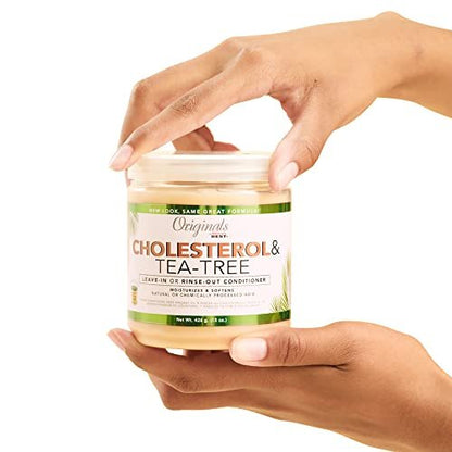 Originals by Africa's Best Cholesterol Tea Tree Oil Conditioner - Rinse-Out Plus Leave-In, Repair & Revitalize Damaged, Dry, Overprocessed Hair, 15 oz