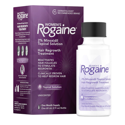 Women's Rogaine 2% Minoxidil Topical Solution for Hair Regrowth, Unscented, 2 fl. oz (1-Month Supply) Avelisse
