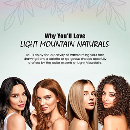 Light Mountain Henna Hair Color & Conditioner – Black (Organic Henna Leaf Powder, Chemical-Free, Semi-Permanent Hair Dye + 4 Hair Clips)