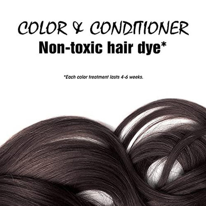 Light Mountain Henna Hair Color & Conditioner – Black (Organic Henna Leaf Powder, Chemical-Free, Semi-Permanent Hair Dye + 4 Hair Clips)