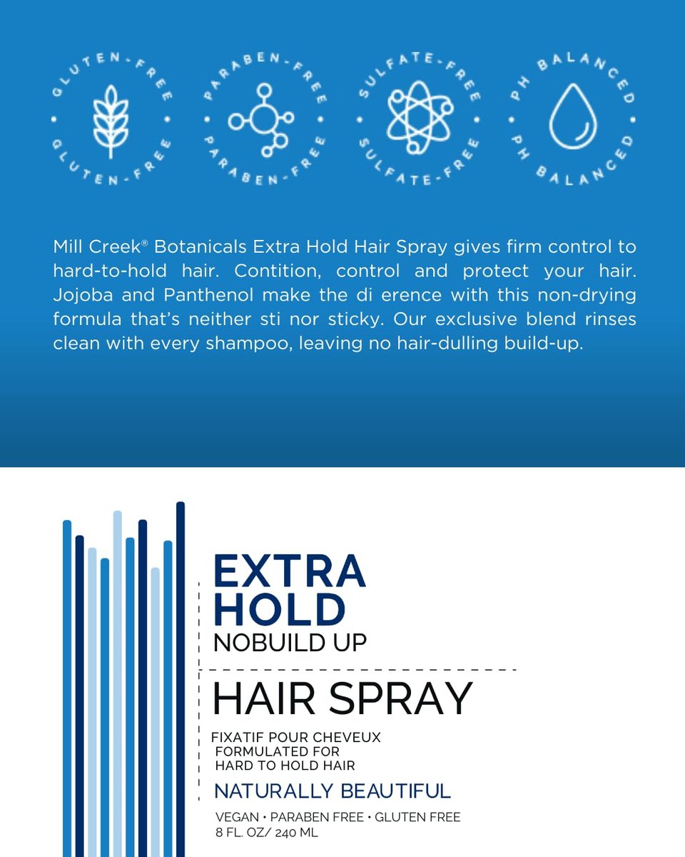Mill Creek Natural Hair Spray - Extra Hold - 8 fl. oz. (240ml) Avelisse