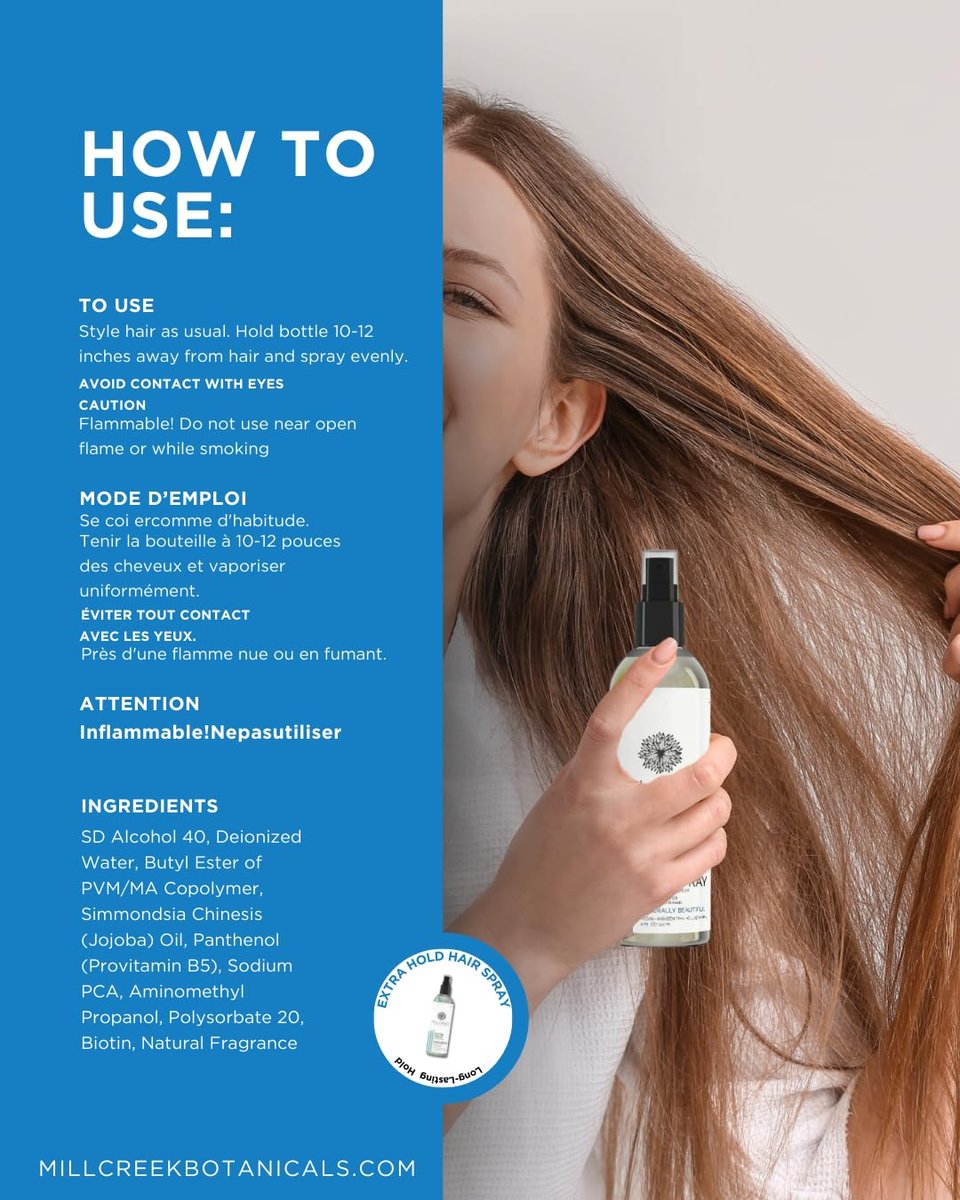 Mill Creek Natural Hair Spray - Extra Hold - 8 fl. oz. (240ml) Avelisse