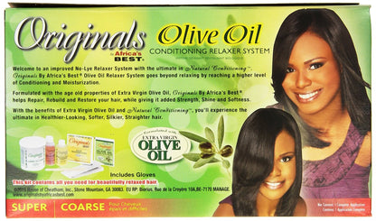 Originals by Africa's Best No Lye Olive Oil Hair Relaxer Kit - Super/Coarse System for Healthier, Softer, Silkier Straight Hair Avelisse