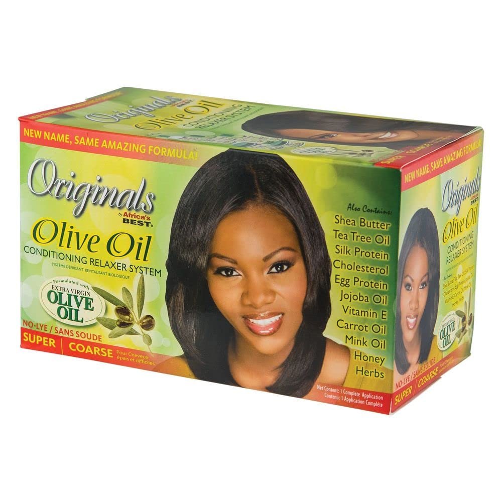 Originals by Africa's Best No Lye Olive Oil Hair Relaxer Kit - Super/Coarse System for Healthier, Softer, Silkier Straight Hair Avelisse