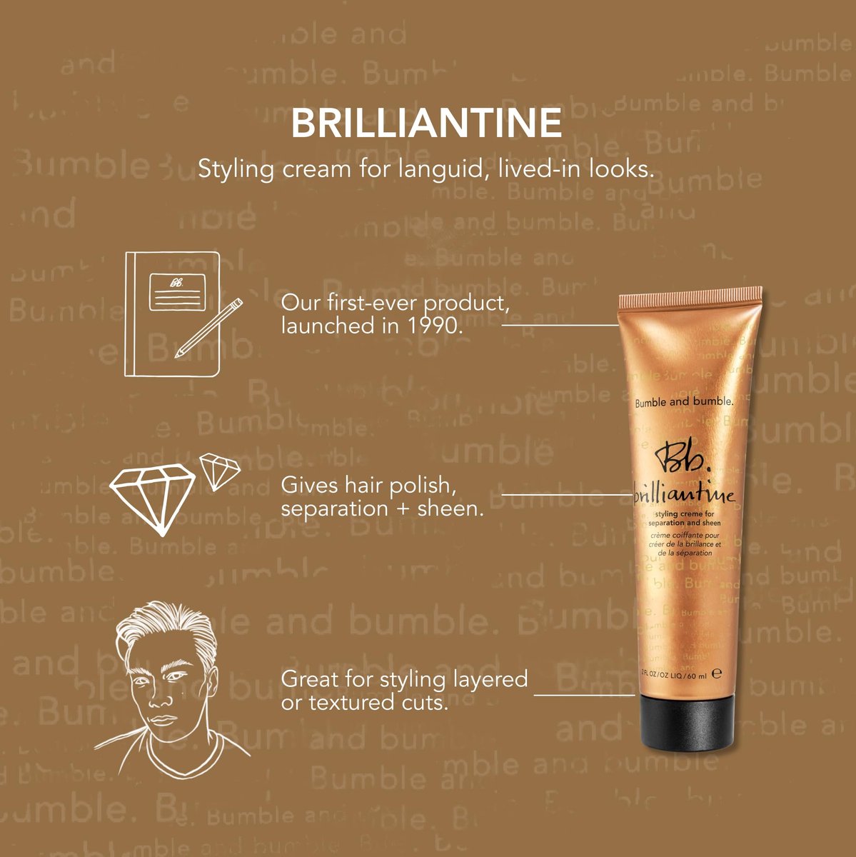 Bumble and bumble. Brilliantine Styling Cream - Adds Separation and Shine with Castor Oil for Medium to Thick Hair, 2 Fl Oz Avelisse