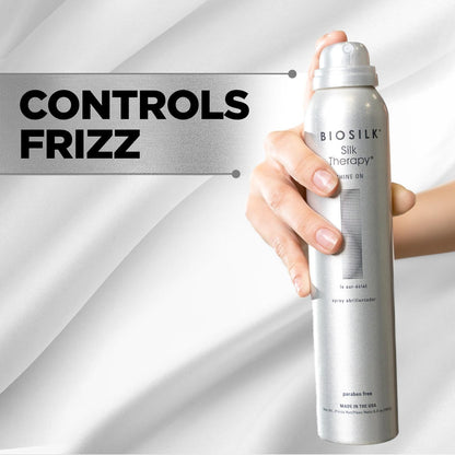 BioSilk Silk Therapy Shine On Hairspray - Frizz Control & Brilliant Shine, Sulfate-Free, Paraben-Free, Cruelty-Free, 5.3 oz