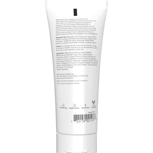 NOW Solutions MSM Healthy Skin Liposome Lotion - Rejuvenating Cream with Almond Oil and Aloe, 8 oz Avelisse