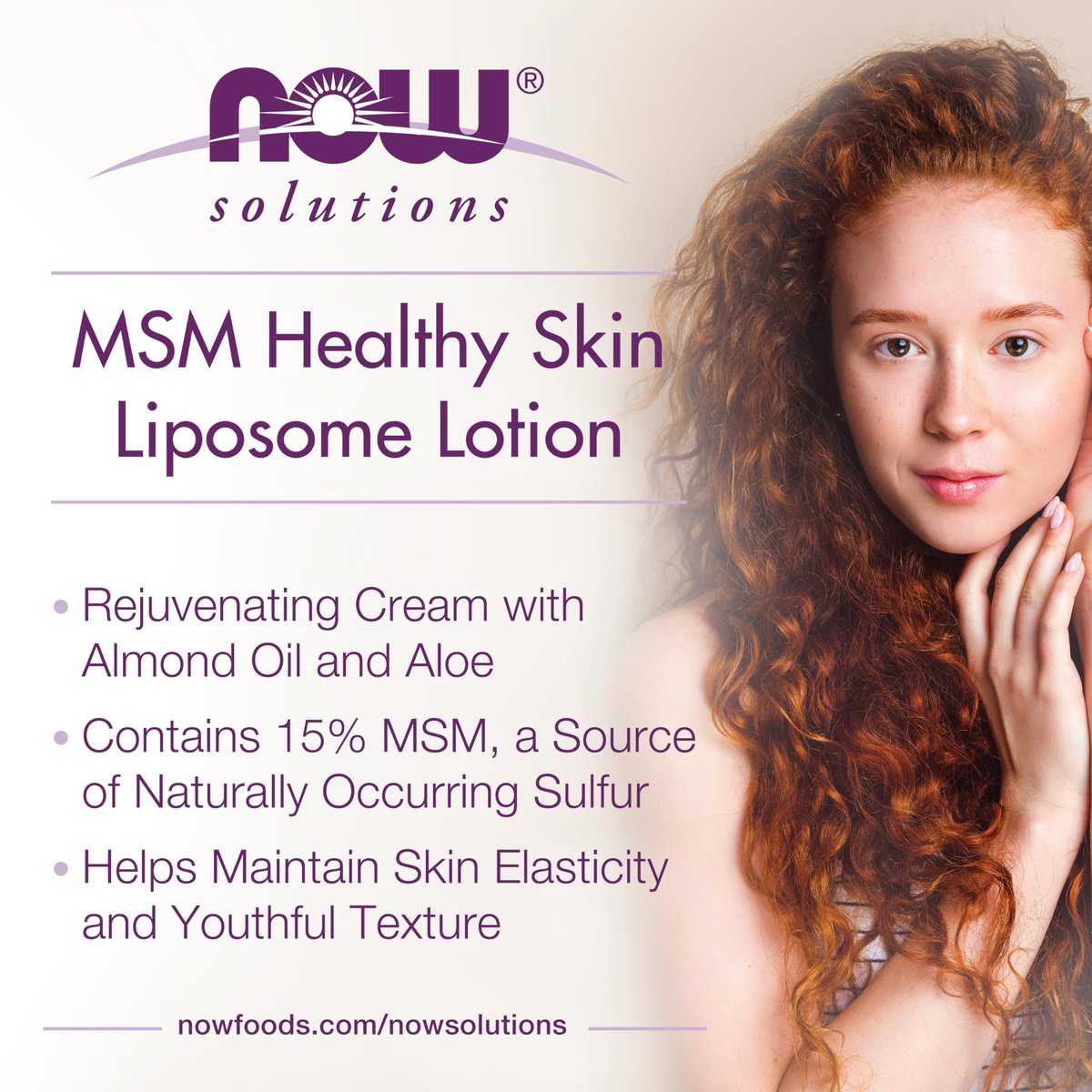 NOW Solutions MSM Healthy Skin Liposome Lotion - Rejuvenating Cream with Almond Oil and Aloe, 8 oz Avelisse