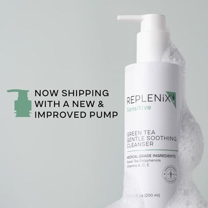 Replenix Green Tea Gentle Soothing Facial Cleanser - Medical-Grade Sensitive Skin Face Wash (6.7 fl. oz, New & Improved Packaging) Avelisse
