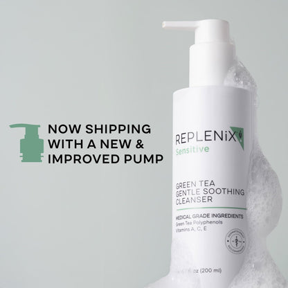 Replenix Green Tea Gentle Soothing Facial Cleanser - Medical-Grade Sensitive Skin Face Wash (6.7 fl. oz, New & Improved Packaging) Avelisse
