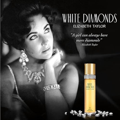 Elizabeth Taylor White Diamonds Body Powder for Women with Puff, 2.6 oz