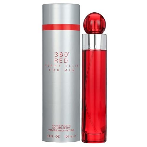 Perry Ellis 360° Red Eau De Toilette Spray for Men - 3.4 fl oz (100 mL) Long Lasting Fragrance with Warm Spicy Notes Avelisse