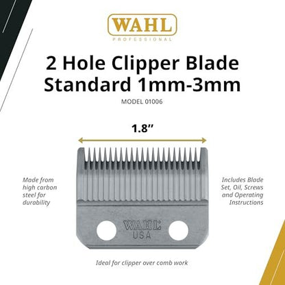 Wahl Professional 2-Hole Standard Clipper Blade Replacement – 1mm-3mm (Grey, 3-Piece Set) for Super Taper, Icon, Pro Basic, Sterling 9 Avelisse