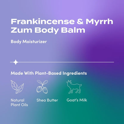 Zum Indigo Wild Body Balm - Frankincense & Myrrh - Natural Moisturizer with Goat's Milk & Shea Butter for Women & Men - 2.5 oz