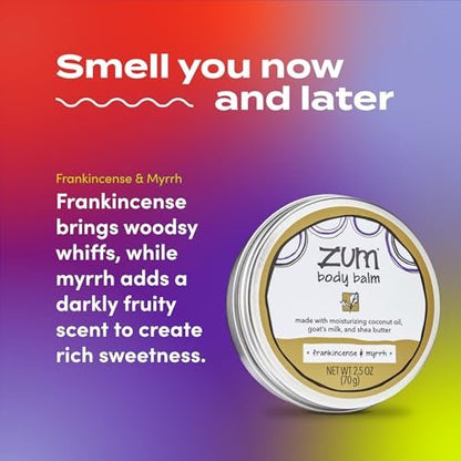 Zum Indigo Wild Body Balm - Frankincense & Myrrh - Natural Moisturizer with Goat's Milk & Shea Butter for Women & Men - 2.5 oz