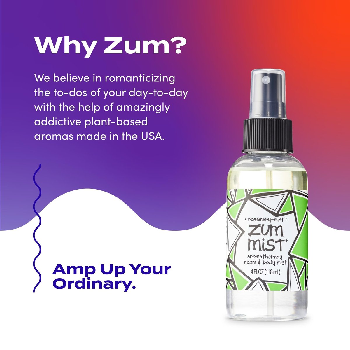 Zum Mist Rosemary-Mint Room & Body Spray - Natural Aromatherapy Essential Oil Spray, 4 fl oz Avelisse