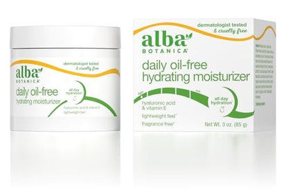 Alba Botanica Daily Oil Free Hydrating Moisturizer with Hyaluronic Acid and Vitamin E, 3 oz