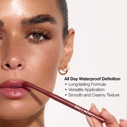 Palladio Retractable Waterproof Lip Liner - Coffee - High Pigmented, Creamy, Smudge Proof, Long Lasting