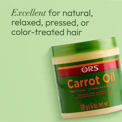 ORS Carrot Oil Hair Cream for Weak & Damaged Hair - 6 oz Moisturizing & Strengthening Treatment