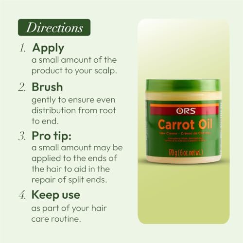 ORS Carrot Oil Hair Cream for Weak & Damaged Hair - 6 oz Moisturizing & Strengthening Treatment - görsel 10