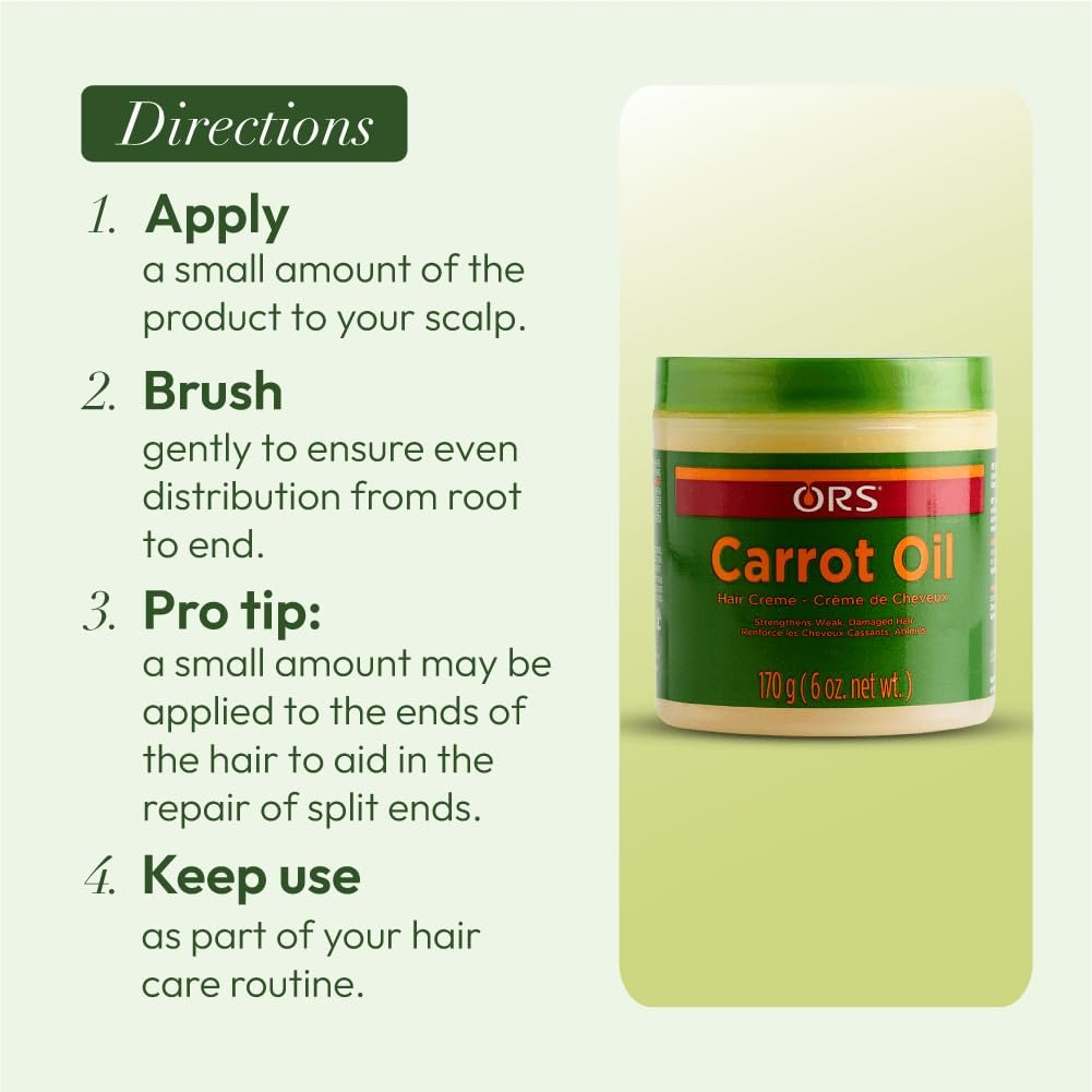 ORS Carrot Oil Hair Cream for Weak & Damaged Hair - 6 oz Moisturizing & Strengthening Treatment - görsel 9