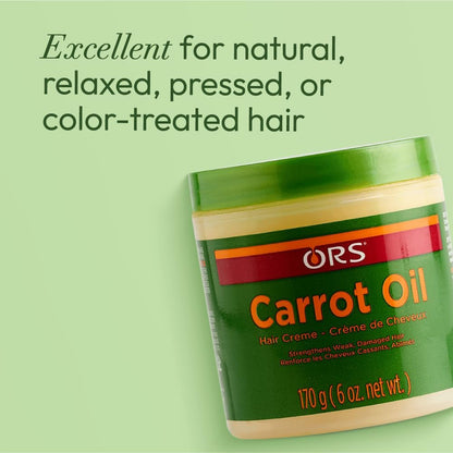 ORS Carrot Oil Hair Cream for Weak & Damaged Hair - 6 oz Moisturizing & Strengthening Treatment