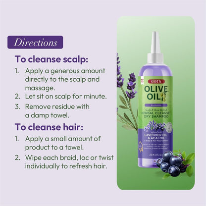 ORS Olive Oil Braidzone Herbal Cleanse Dry Shampoo with Lavender & Acai Oil for Nourishment - 8 oz
