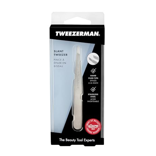 Tweezerman Stainless Steel Slant Tweezer – Precision Eyebrow Tweezers for Women and Men Avelisse