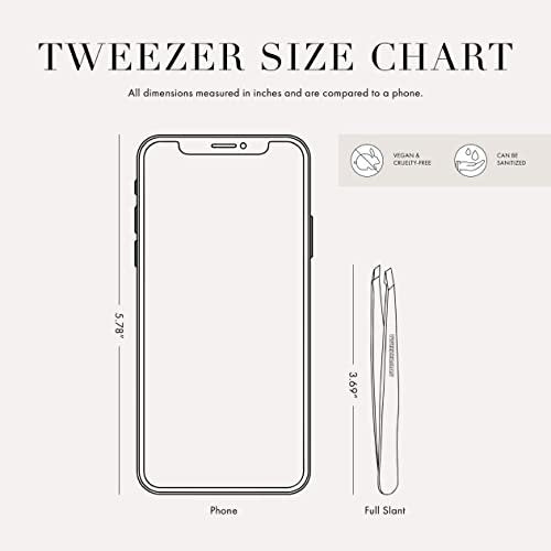 Tweezerman Stainless Steel Slanted Point Tweezer - Precision Eyebrow and Ingrown Hair Removal, Classic Silver Avelisse