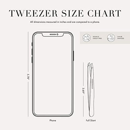 Tweezerman Stainless Steel Slanted Point Tweezer - Precision Eyebrow and Ingrown Hair Removal, Classic Silver Avelisse