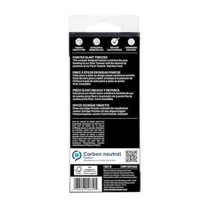 Tweezerman Stainless Steel Slanted Point Tweezer - Precision Eyebrow and Ingrown Hair Removal, Classic Silver Avelisse